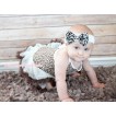 Leopard Baby Halter Jumpsuit Cream White Brown Pettiskirt With 1st Sparkle White Birthday Number Print With White Headband Leopard Satin Bow JS3427